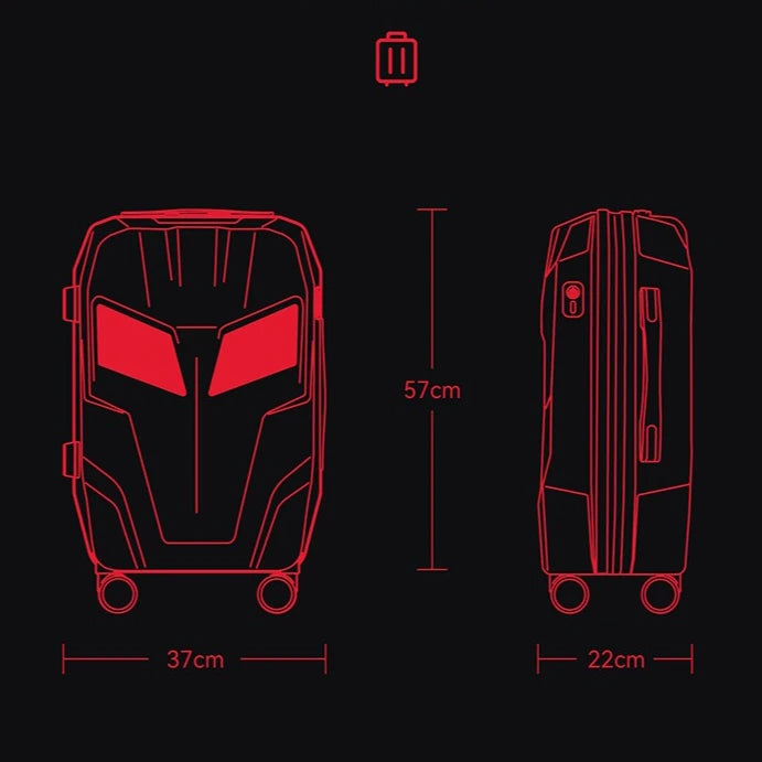 Explorer LED Luggage – Carbon Texture DIY Bluetooth Suitcase with Light-Up Eyes, Smart Travel Bag, Motorcycles Accessories