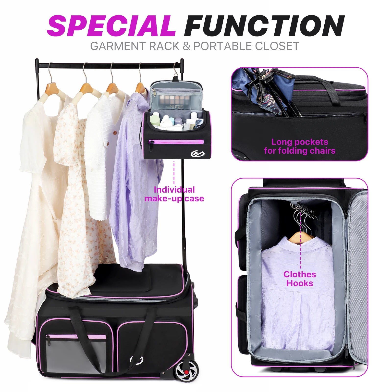Large-capacity Business Trolley Travel Bag Carry-on Luggage Bag Laptop Bag with Clothes Drying Rack Multi-Functional Travel Case