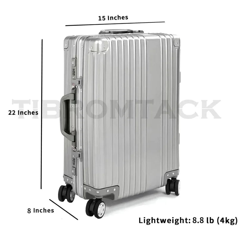 Titanium Luggage Suitcases with Wheels, Luxury Metal Spinner Wheels with TSA Lock, Airline Approved, 20 inches