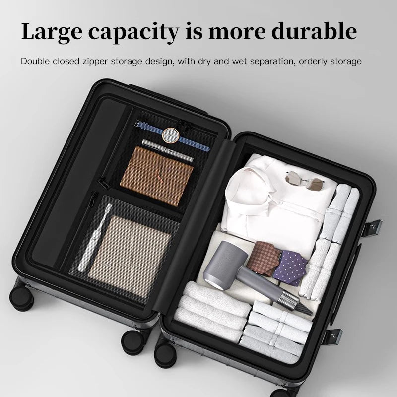 20-inch all-aluminum luggage suitcase. Three colors to choose from. It's carry-on compliant. Suitable for both men and women. It