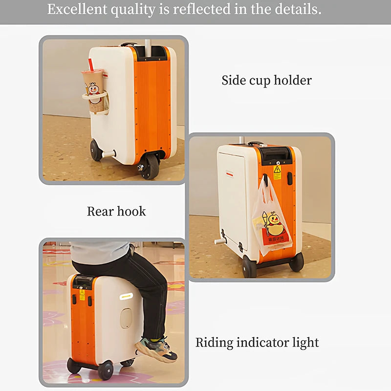 checked baggage allowed carry-on luggage lightweight remote-controlled rideable electric suitcase