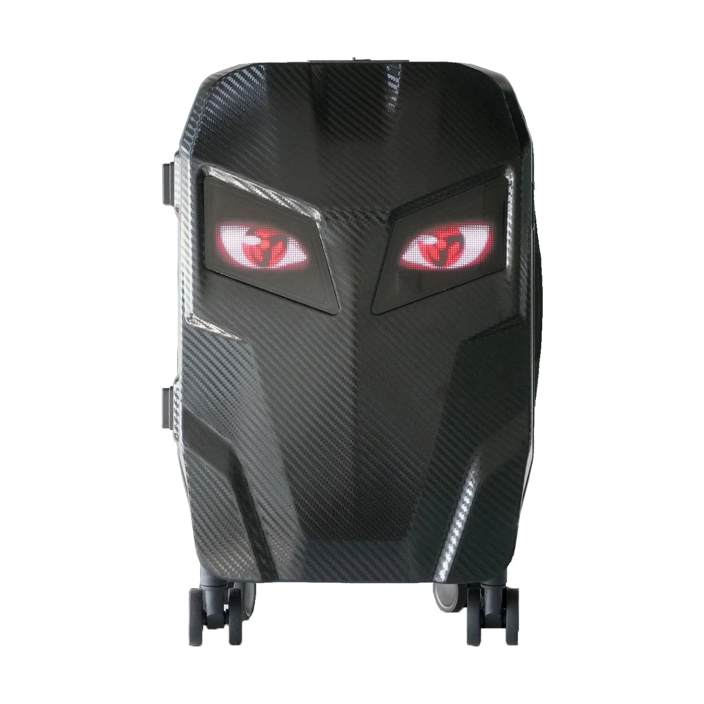 Explorer LED Luggage – Carbon Texture DIY Bluetooth Suitcase with Light-Up Eyes, Smart Travel Bag, Motorcycles Accessories