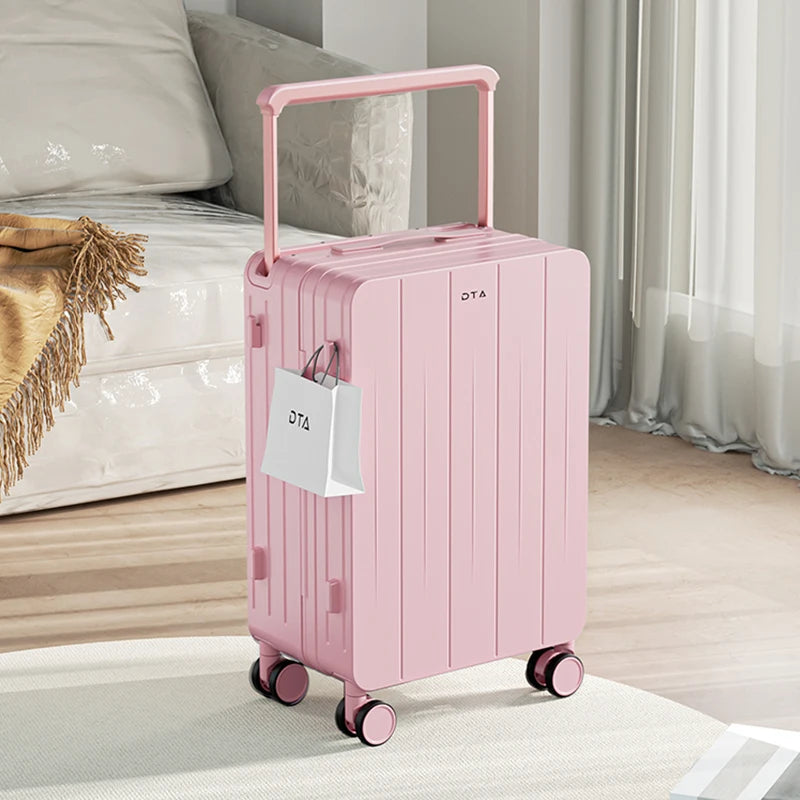 Luggage female 20 "small trolley case  new high appearance suitcase level travel 24 light pink leather case