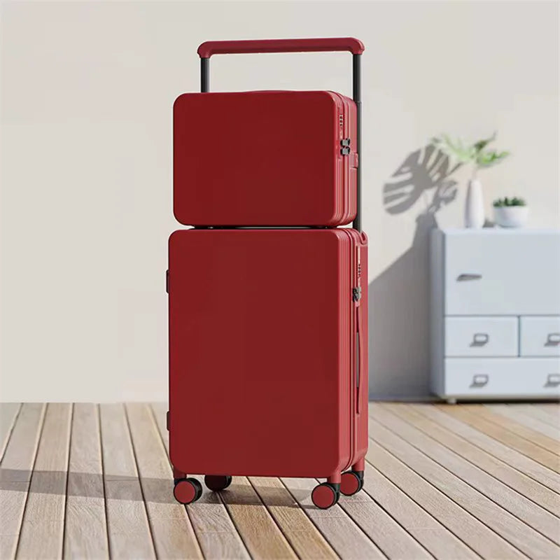 20+14"24+14" Luggage Set with USB & Cup Holder TSA Lock 360° Wheels Side-standing foot hook PC+ABS Suitcase Foldable Travel case