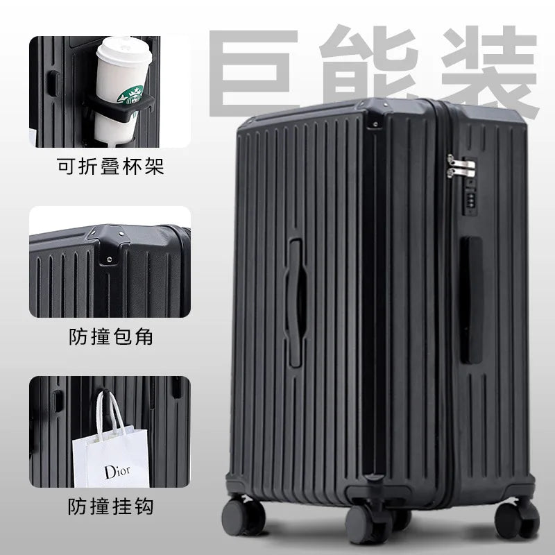 20/24/26/28/30 Inch Travel Suitcase Trolley Case With wheels Rolling Luggage MultiFunctional Carry-on Luggage with Cup holder