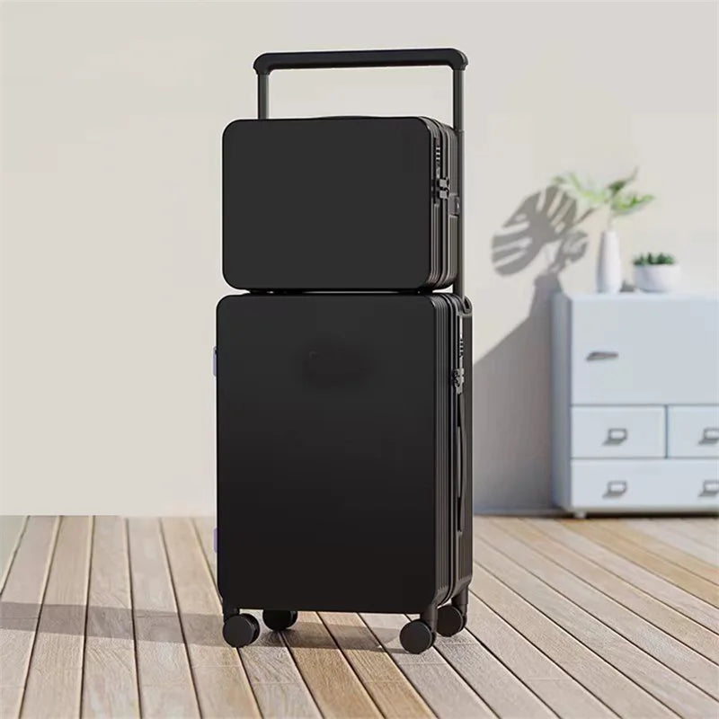20+14"24+14" Luggage Set with USB & Cup Holder TSA Lock 360° Wheels Side-standing foot hook PC+ABS Suitcase Foldable Travel case