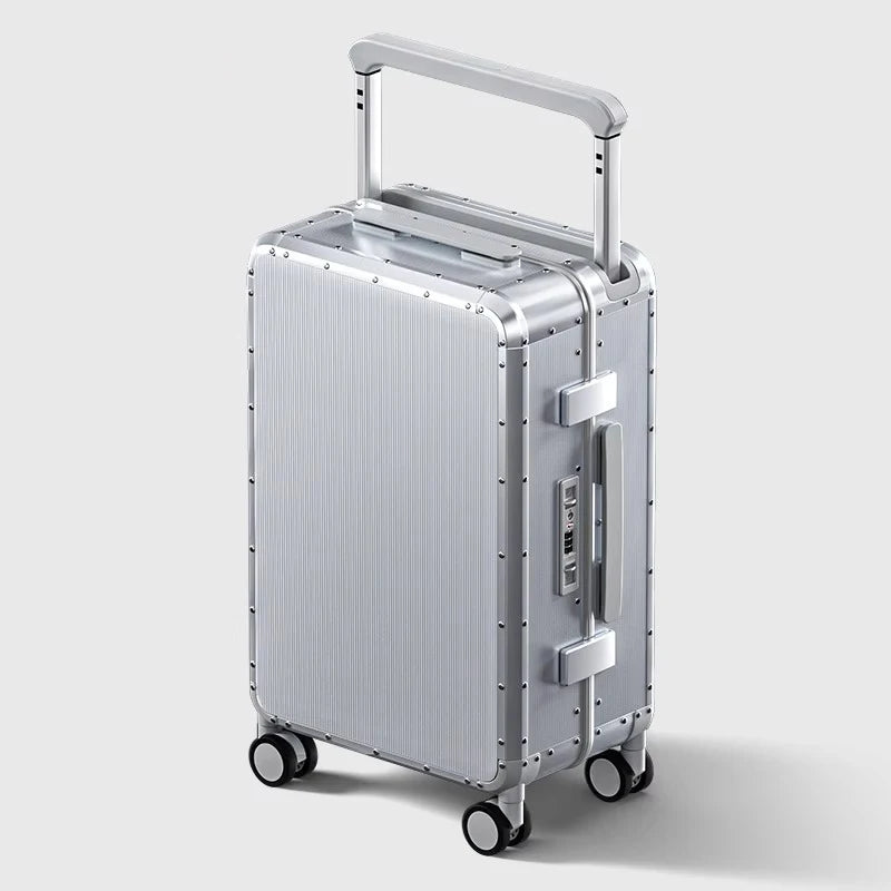 20-inch all-aluminum luggage suitcase. Three colors to choose from. It's carry-on compliant. Suitable for both men and women. It