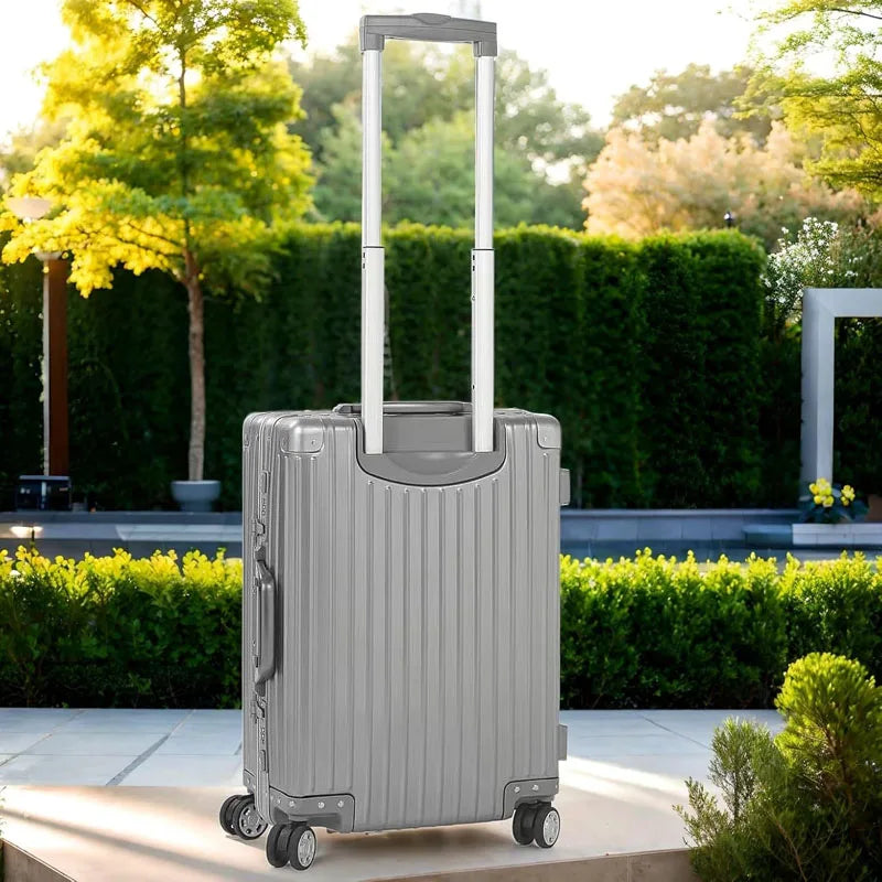 Titanium Luggage Suitcases with Wheels, Luxury Metal Spinner Wheels with TSA Lock, Airline Approved, 20 inches
