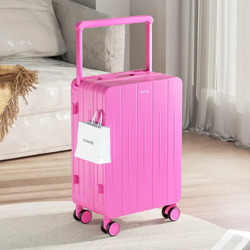 Luggage female 20 "small trolley case  new high appearance suitcase level travel 24 light pink leather case