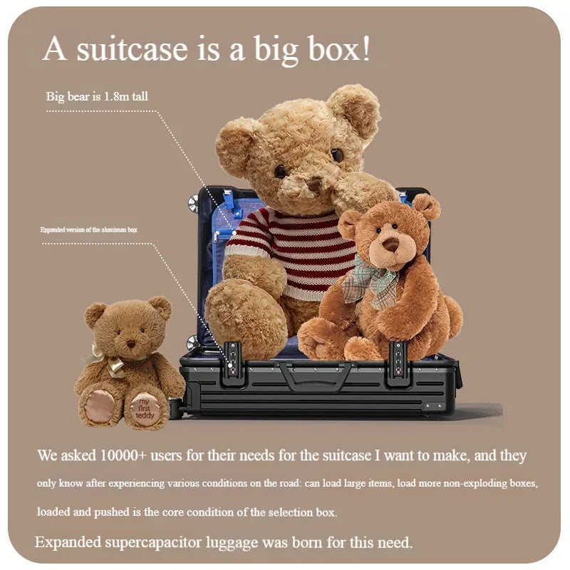 100% Aluminum Magnesium Alloy Travel Luggage Trolley Luggage 20 22 24 26 28 Inch Trolley Luggage Carry-On Luggage With Cup Holde