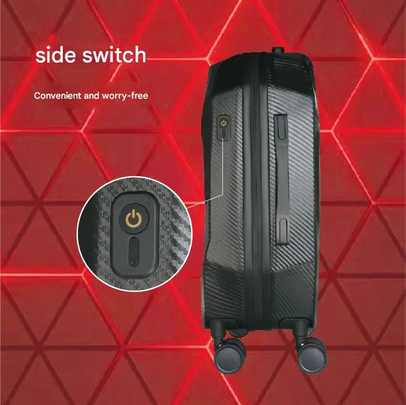 Explorer LED Luggage – Carbon Texture DIY Bluetooth Suitcase with Light-Up Eyes, Smart Travel Bag, Motorcycles Accessories