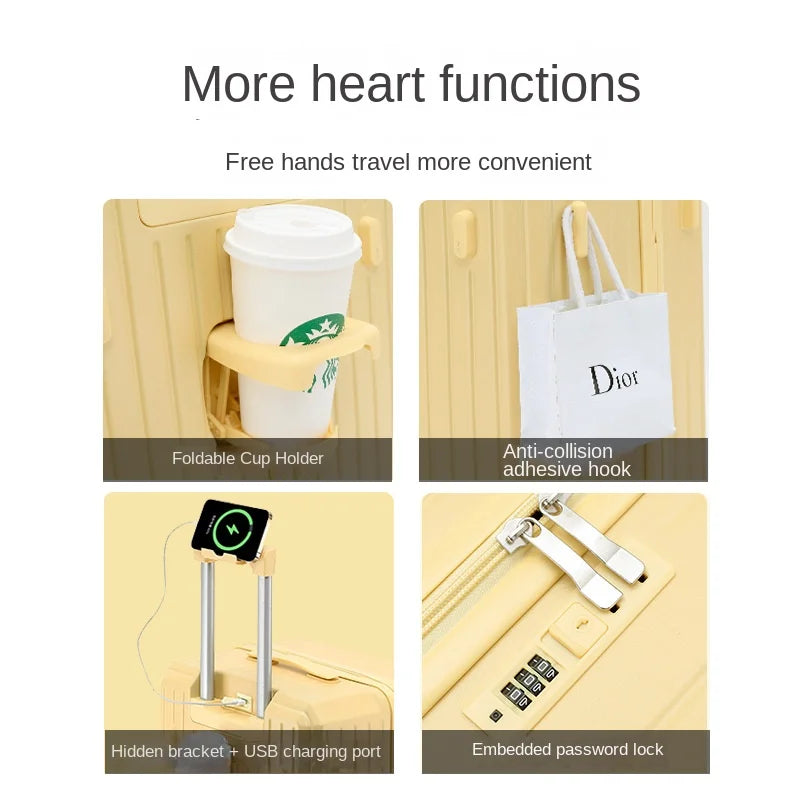 20/24/26/28/30 Inch Travel Suitcase Trolley Case With wheels Rolling Luggage MultiFunctional Carry-on Luggage with Cup holder