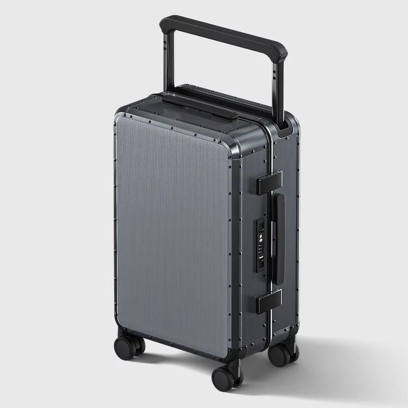 20-inch all-aluminum luggage suitcase. Three colors to choose from. It's carry-on compliant. Suitable for both men and women. It
