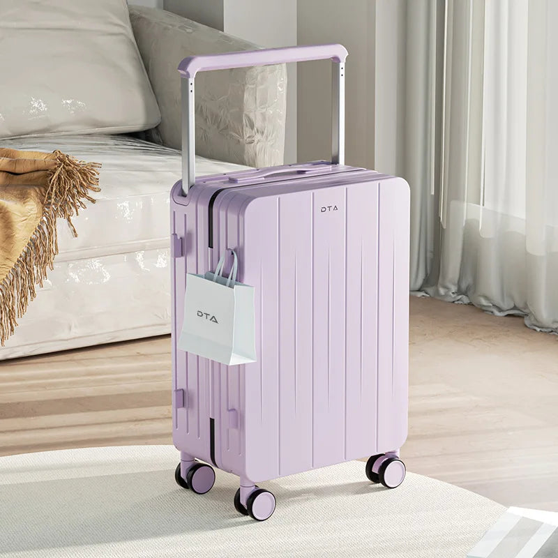Luggage female 20 "small trolley case  new high appearance suitcase level travel 24 light pink leather case