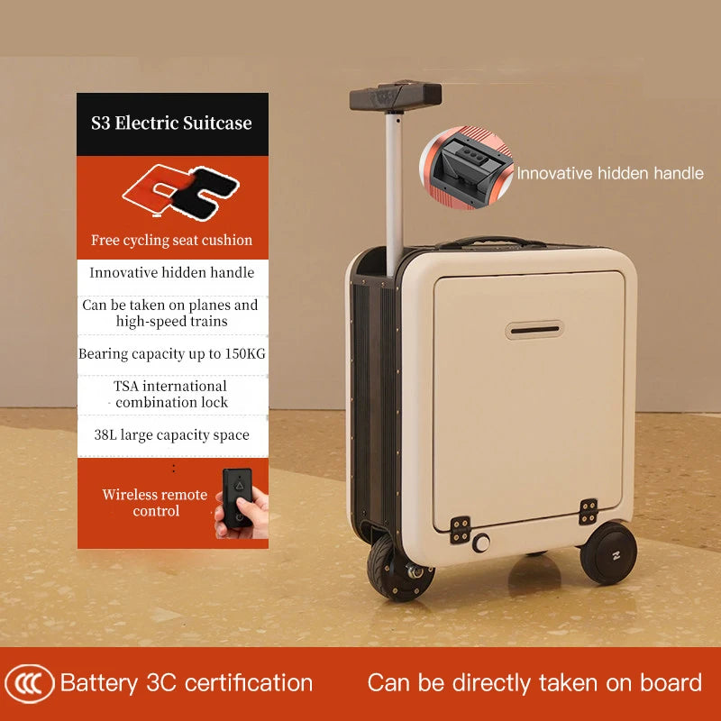 checked baggage allowed carry-on luggage lightweight remote-controlled rideable electric suitcase