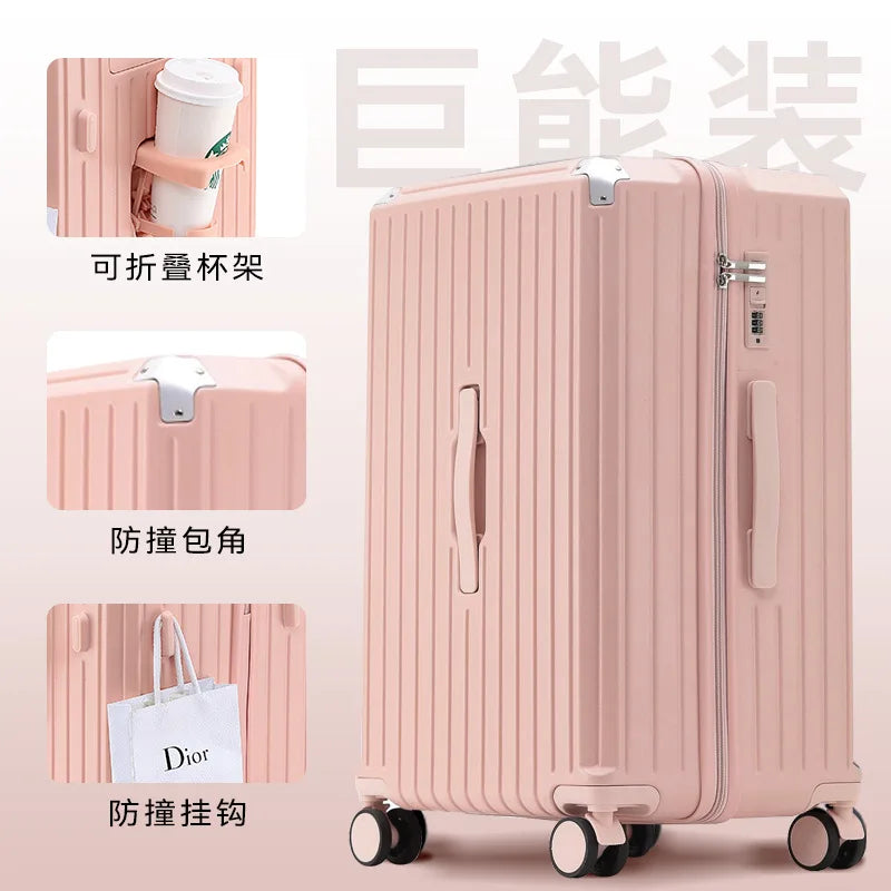 20/24/26/28/30 Inch Travel Suitcase Trolley Case With wheels Rolling Luggage MultiFunctional Carry-on Luggage with Cup holder