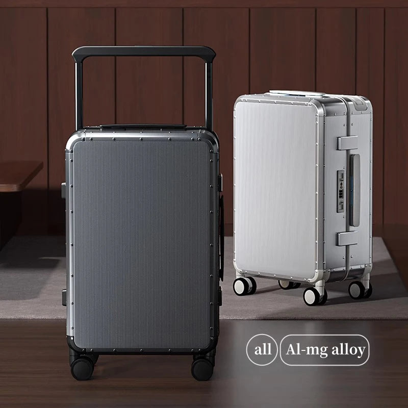 20-inch all-aluminum luggage suitcase. Three colors to choose from. It's carry-on compliant. Suitable for both men and women. It
