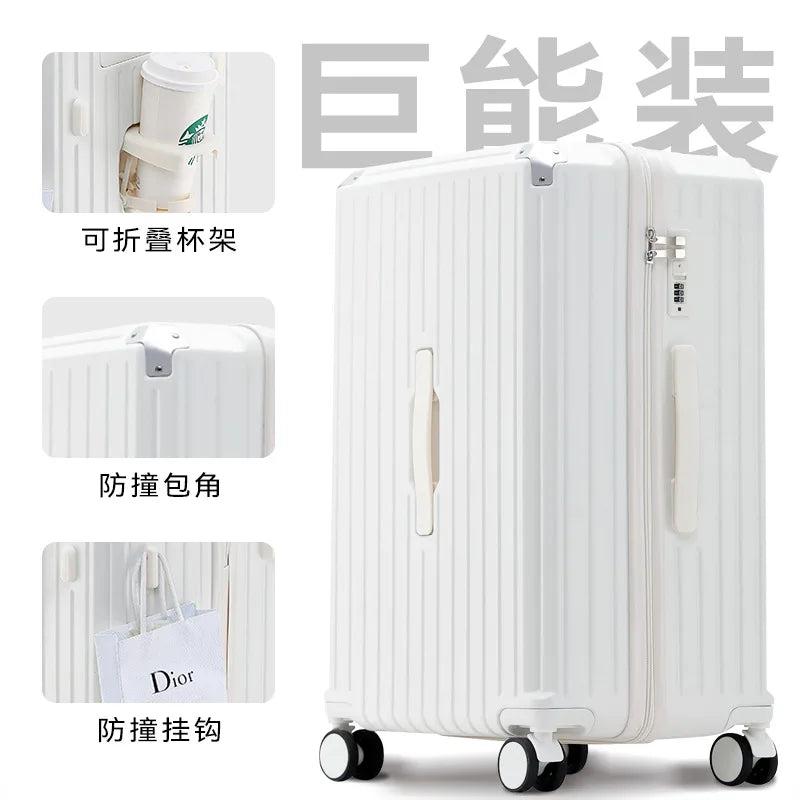 20/24/26/28/30 Inch Travel Suitcase Trolley Case With wheels Rolling Luggage MultiFunctional Carry-on Luggage with Cup holder