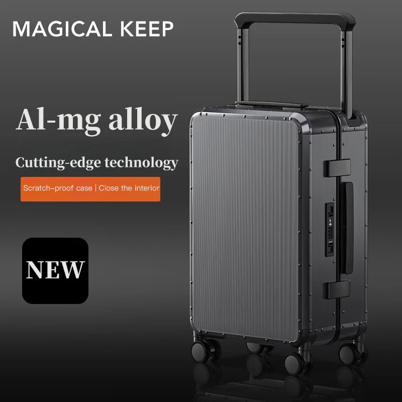 20-inch all-aluminum luggage suitcase. Three colors to choose from. It's carry-on compliant. Suitable for both men and women. It